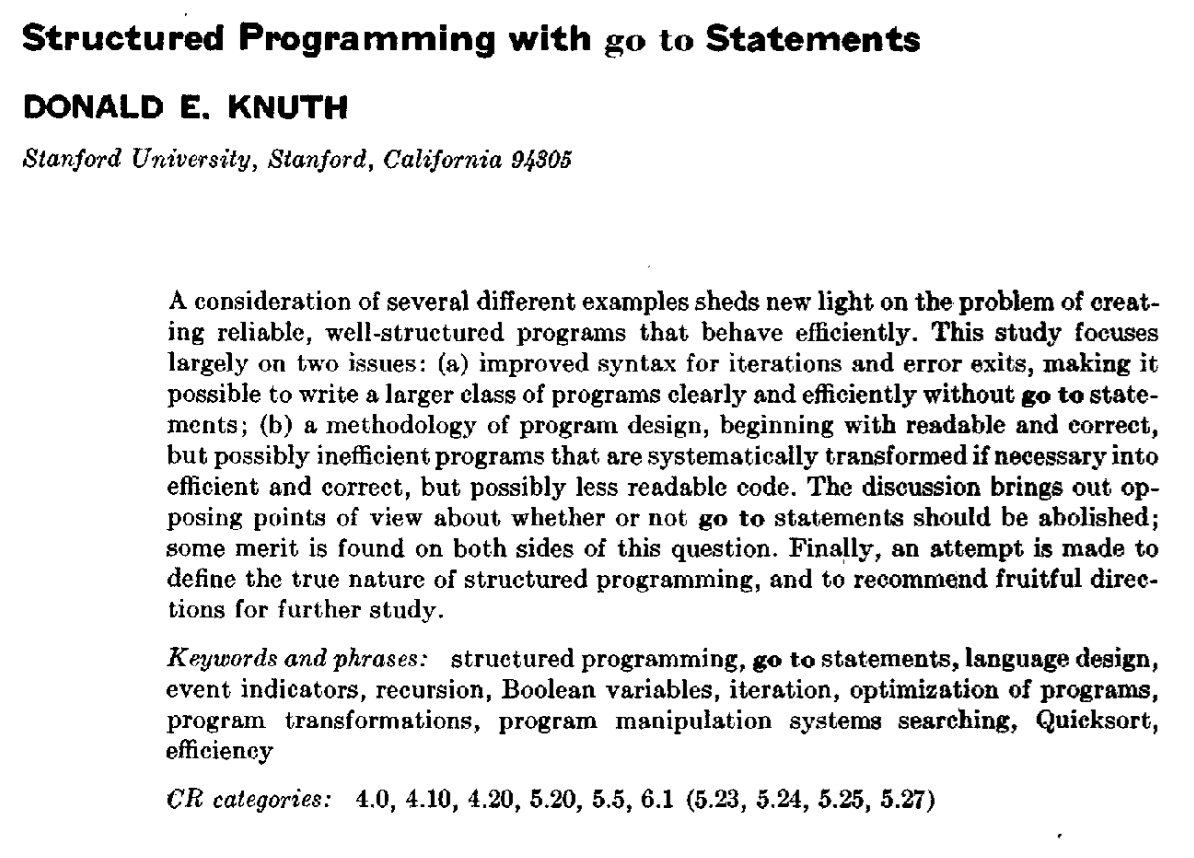 Structured Programming with Go To Statements