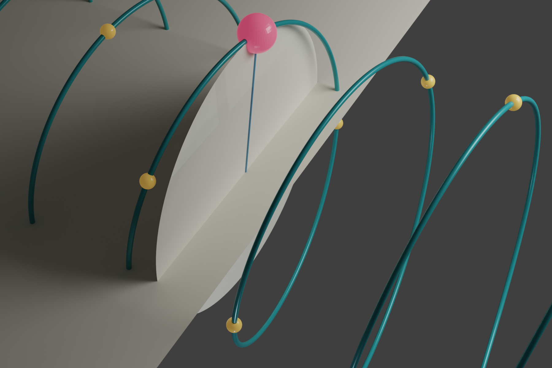 A cinematic render of an integer helix with phase points